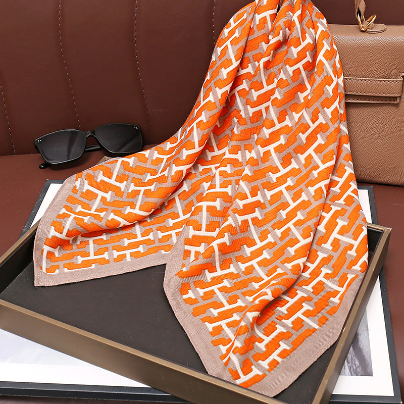 Women's Cotton Linen Square Korean Style Printed Fashion Sweet Tie Scarfs