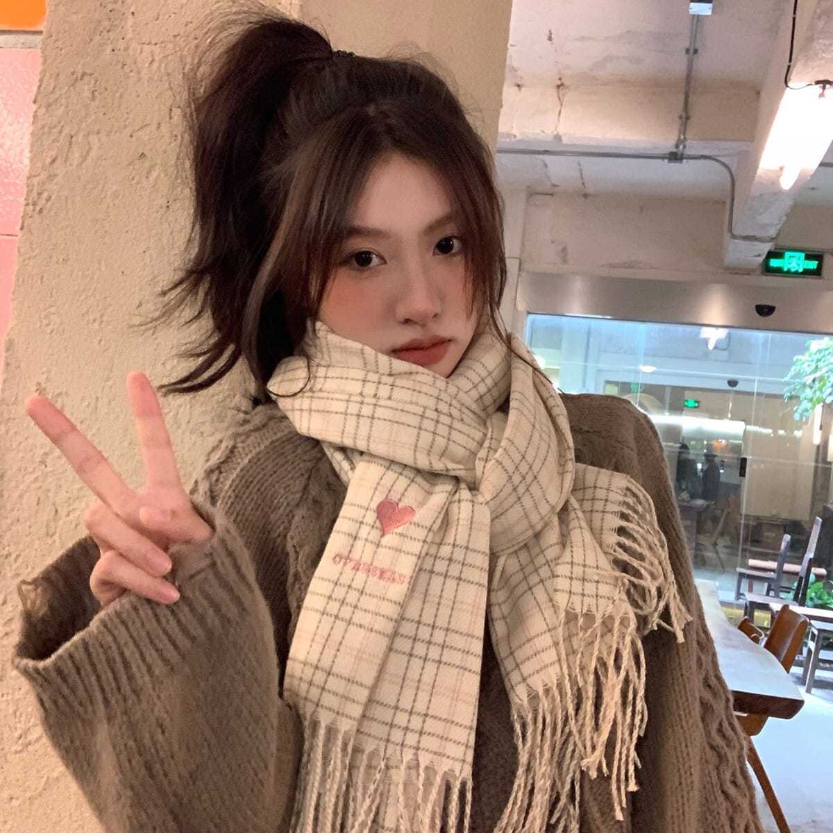 Love Female Winter High-grade Style Korean Cute Scarfs