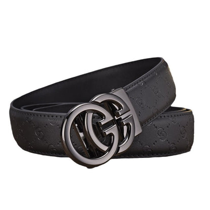 Men's High-grade Alloy Automatic Buckle Cowhide Embossed Simple Belts