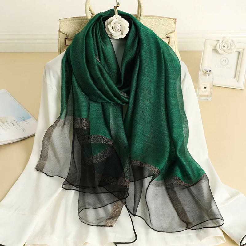 Women's Solid Color Fashionable Mulberry Silk Long Scarfs