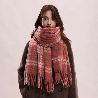 Women's Plaid Korean Thickened British Shawl High-grade Scarfs