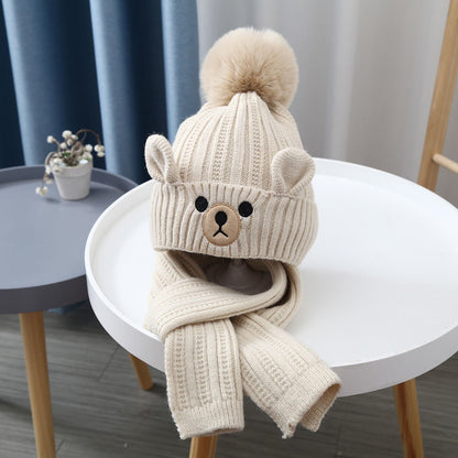 Children's Hat Suit Boys Winter Thermal Pure Kids' Headwear