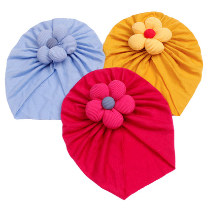 Children's Solid Color Hat Flower Breathable Sleeve Kids' Headwear