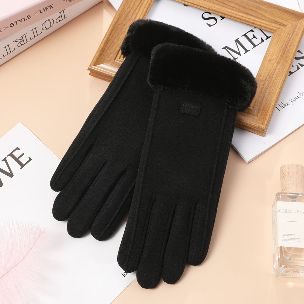 Women's Driving Fleece-lined Thickened Cold Protection Mobile Gloves