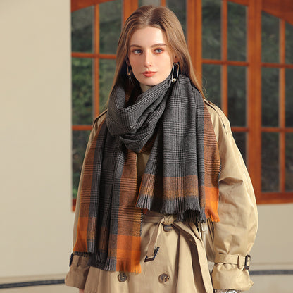 Women's Silk Pleasure Border Check Printed Shawl Scarfs