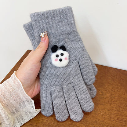 Women's Plush Small Animal Knitted Thermal Cold Protection Thickening Gloves