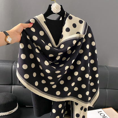 Women's For Outerwear Korean Style Polka Dot Double-sided Color Stitching Scarfs