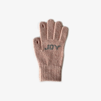 Wool Blended Letter Jacquard Knitted Warm Gloves