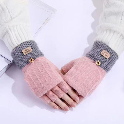 Women's Cold Protection Thickening Knitted Cycling Imitation Gloves