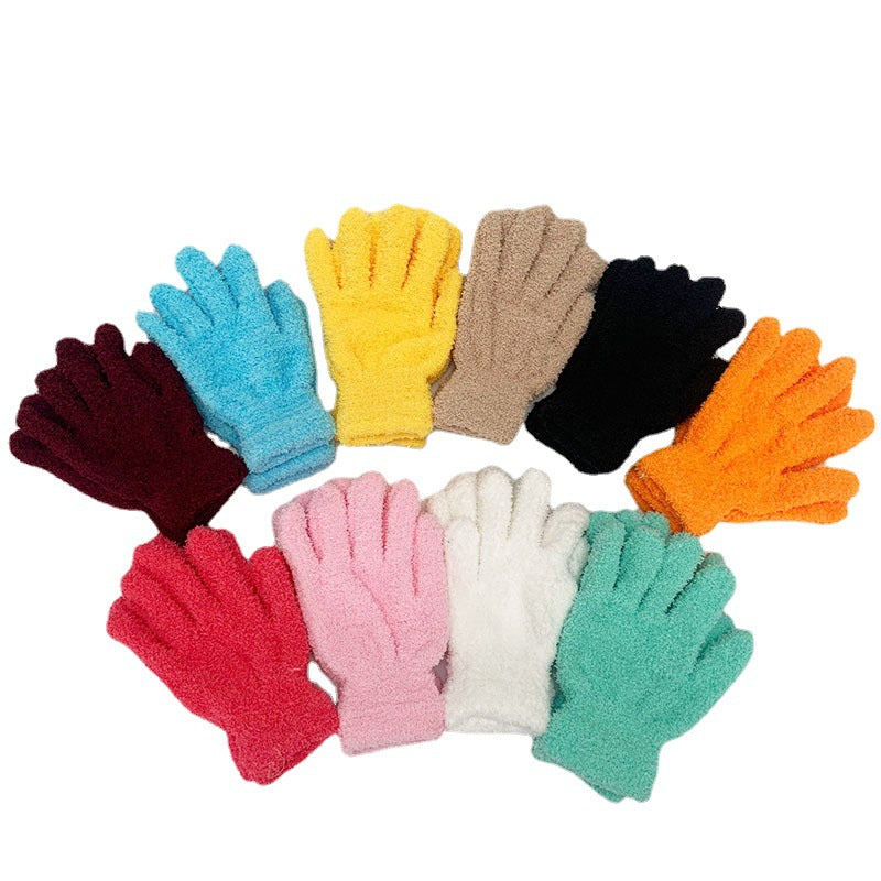 Women's & Men's Winter Towel Material Thickened Warm Full Finger Gloves