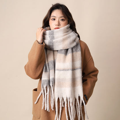 Women's Plaid Korean Thickened British Shawl High-grade Scarfs