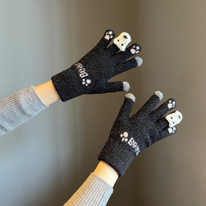 Knitting Wool Winter Female Style Thermal Gloves