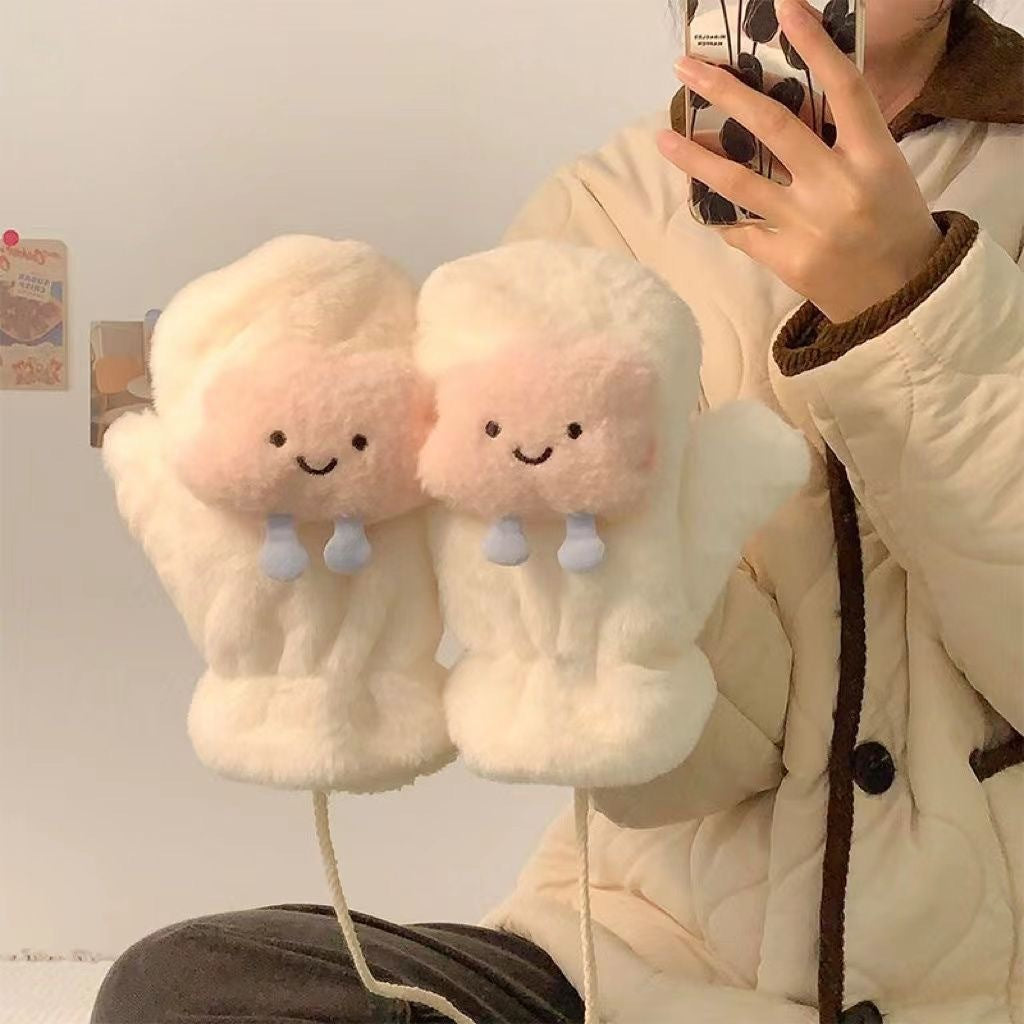 Doll Cute Winter Essential Plush Thickened Gloves