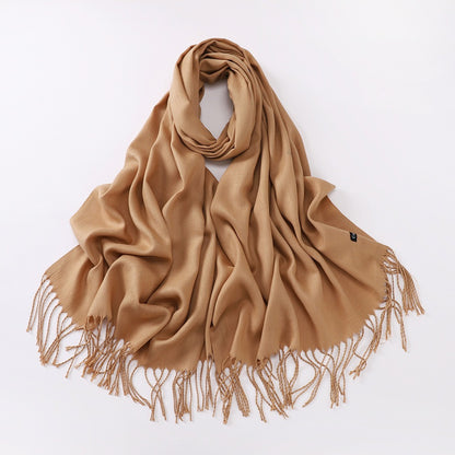 Imitation Cashmere Solid Color Long Warm Scarfs