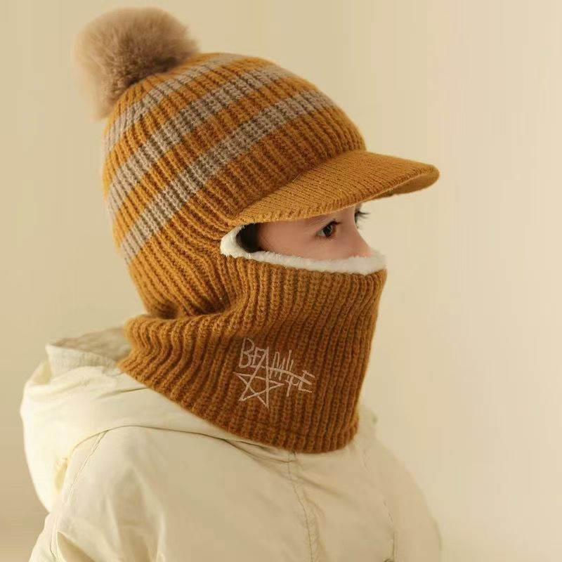 Children's Hat Fleece-lined Warm One-piece Boys Woolen Kids' Headwear