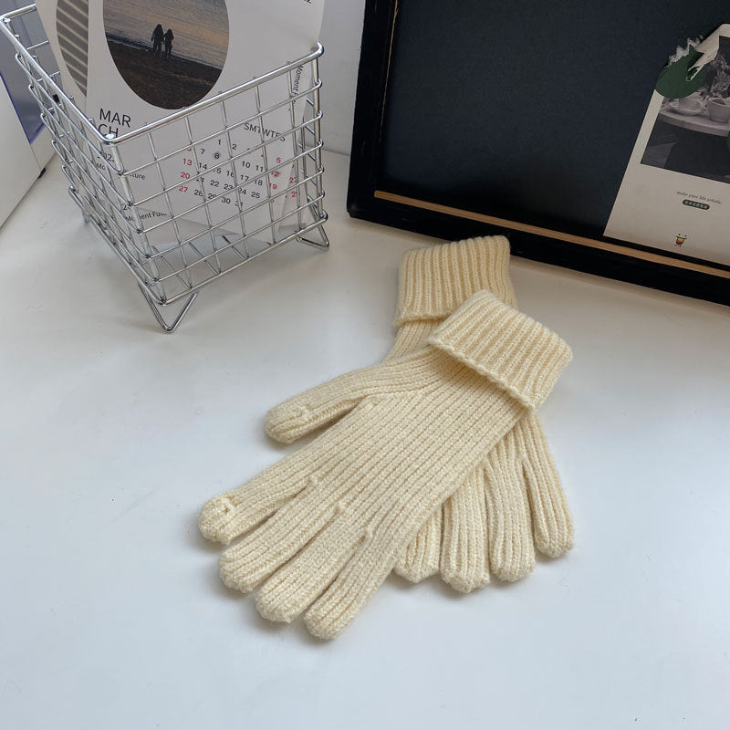 Knitted Five-finger Long Touch Screen Keep Warm Gloves