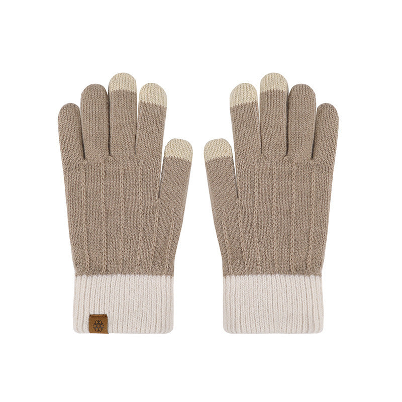 Women's Half Finger Flip Knitted Winter Cute Fleece-lined Outdoor Warm Gloves