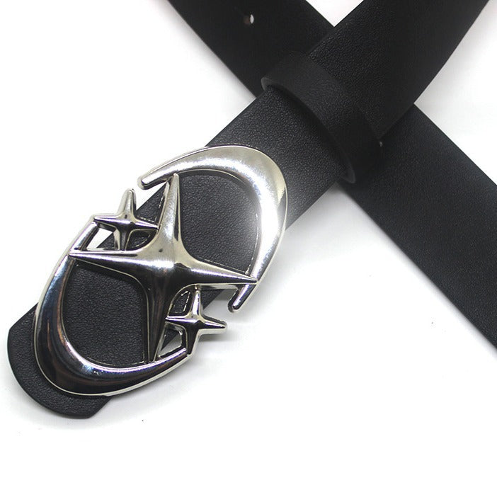 Double Crescent Moon Cross Star Buckle Belts