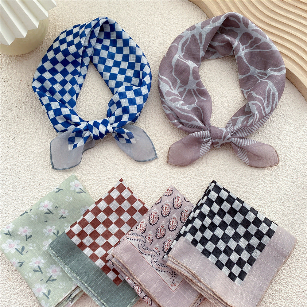 Square Towel Female Autumn Summer Bandana Headband Silk Scarfs