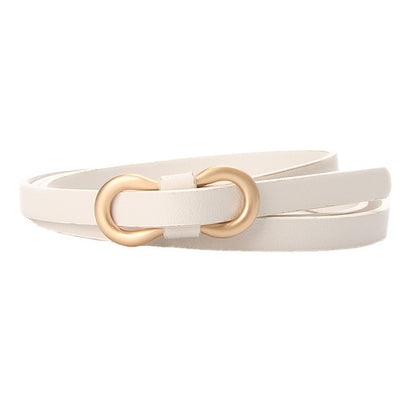 Women's Summer Small Gold Buckle Flat Knotted Belts