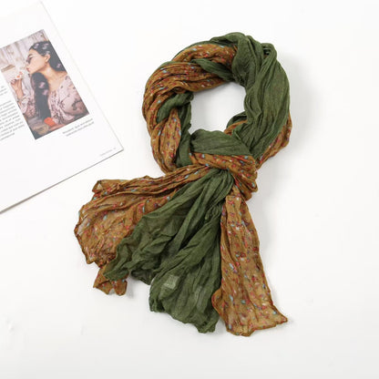 Women's Twist Pleated Simple Korean Floral Shawl Scarfs