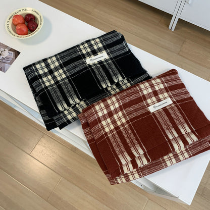 Retro Color Matching Plaid Thickened Warm Scarfs