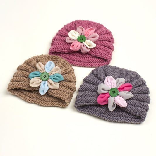 Cool Autumn Wool Flower Hat Sleeve Kids' Headwear