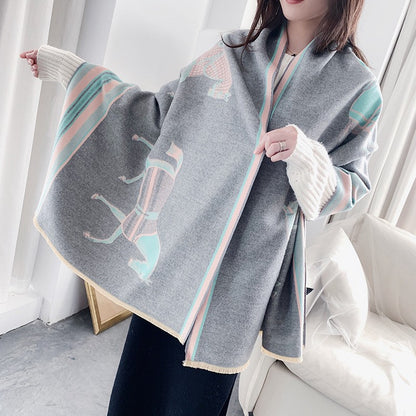 Women's Cashmere Mid-length Air Conditioning Shawl Retro Scarfs