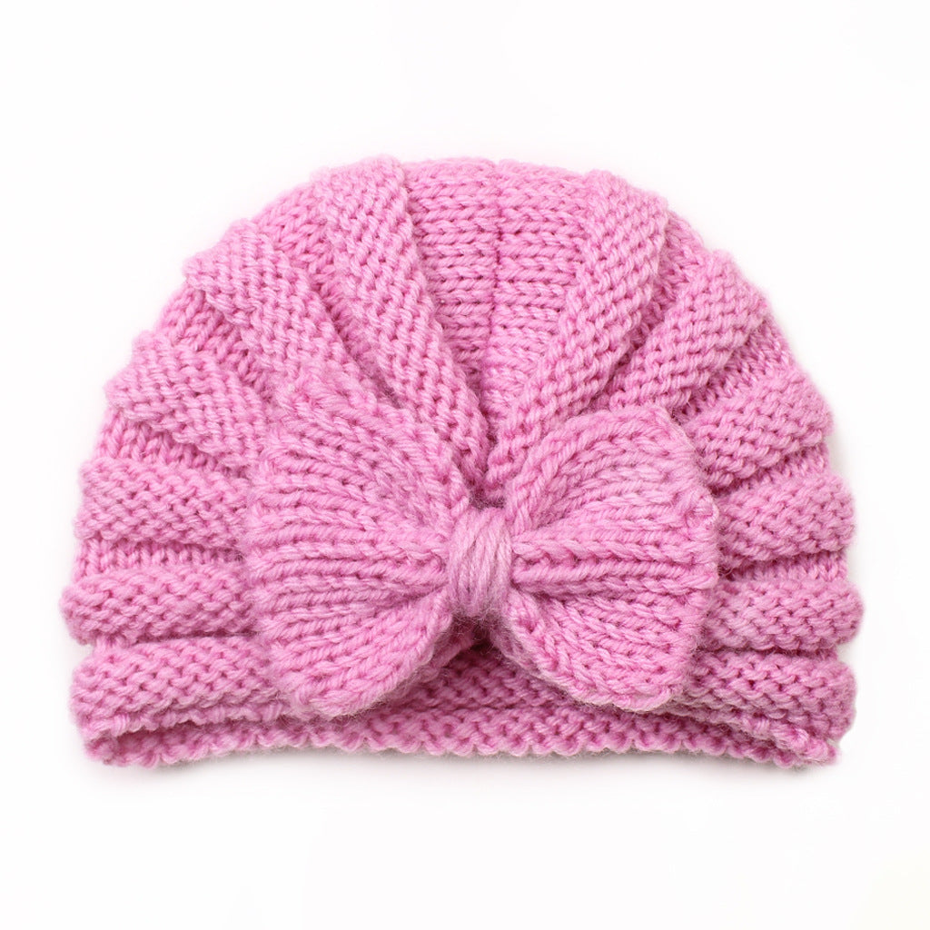 Bow Hat Knitted Warm Wool Beanie Kids' Headwear