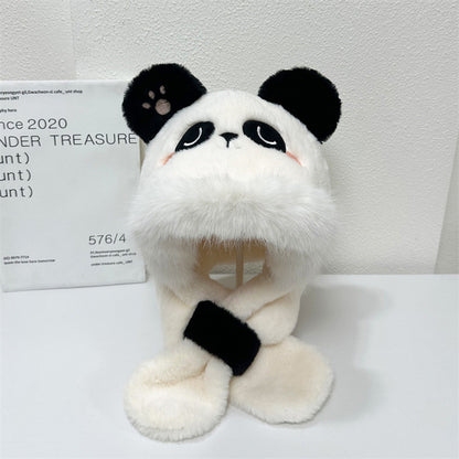 Children's Panda Hat Integrated Winter Cute Super Plush Kids' Headwear