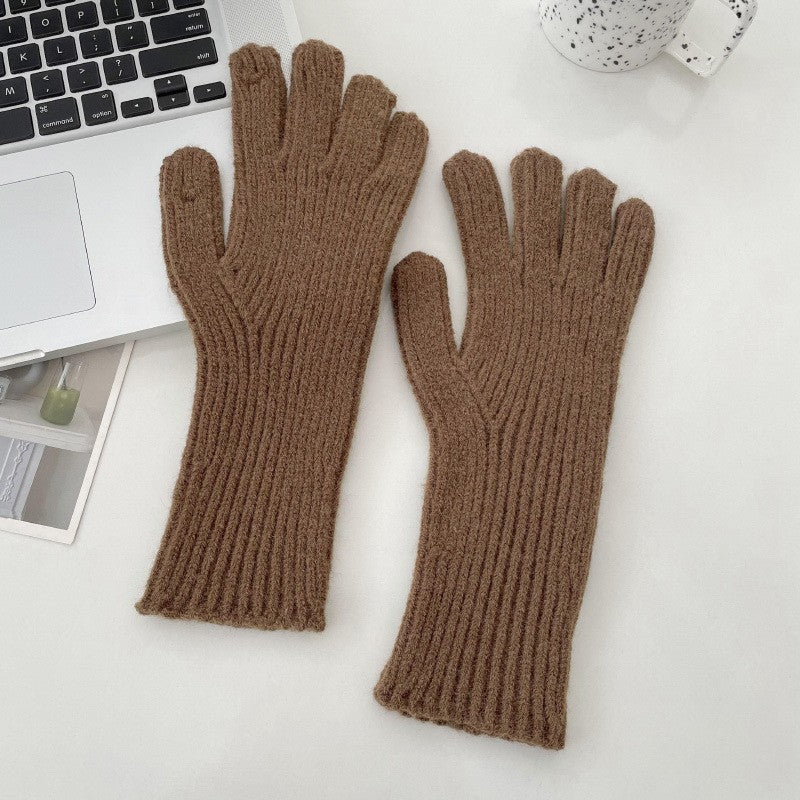 Color Woolen Knitted Candy Finger Open Gloves