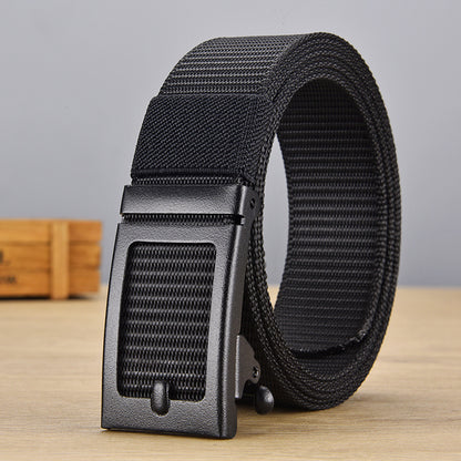 Men's Iron Automatic Buckle Nylon Waistband Outdoor Belts