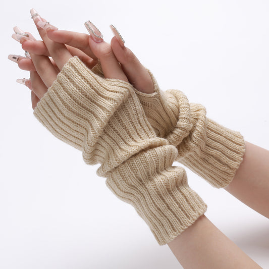 Women's & Men's Striped Wool Oversleeve Mid-length Knitted Warm Gloves