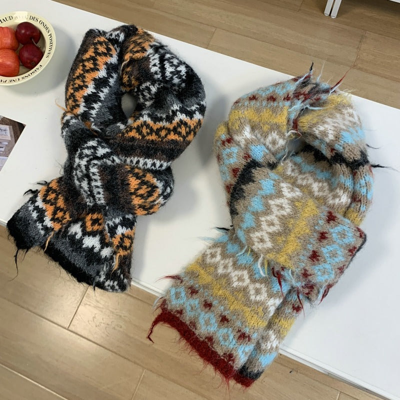 Jacquard Vintage Fair Thick Warm Winter College Style Scarfs