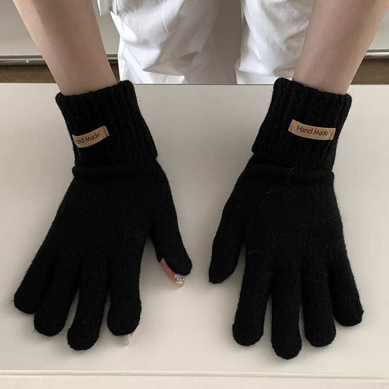 Women's Korean Knitted Five-finger Wool Touch High-quality Gloves