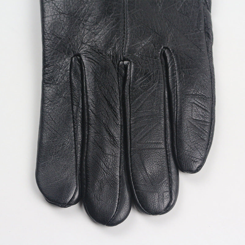 Men's Genuine Leather Fleece-lined Riding Motorcycle Thickened Gloves