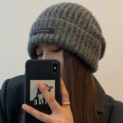 Women's Fashion Woolen Warm Beanie Loose Big Head Hats & Caps