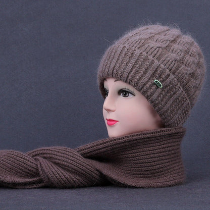 Women's Knitted Hat Suit Mother Woolen Warm Scarfs