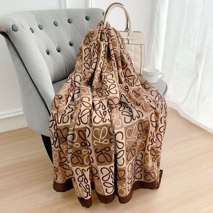 Broadcast Korean Style Printed Cotton Linen Classic Scarfs