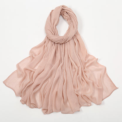 Rayon Headscarf Solid Color Elegant Crumpled Scarfs