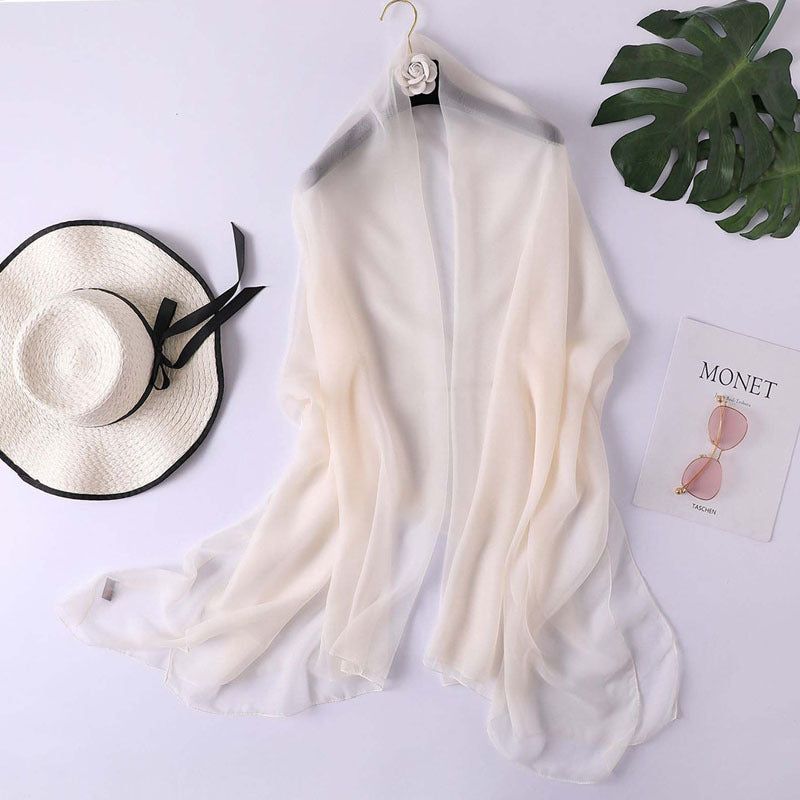 Lightweight Chiffon Pure Color Ice Long Beach Scarfs