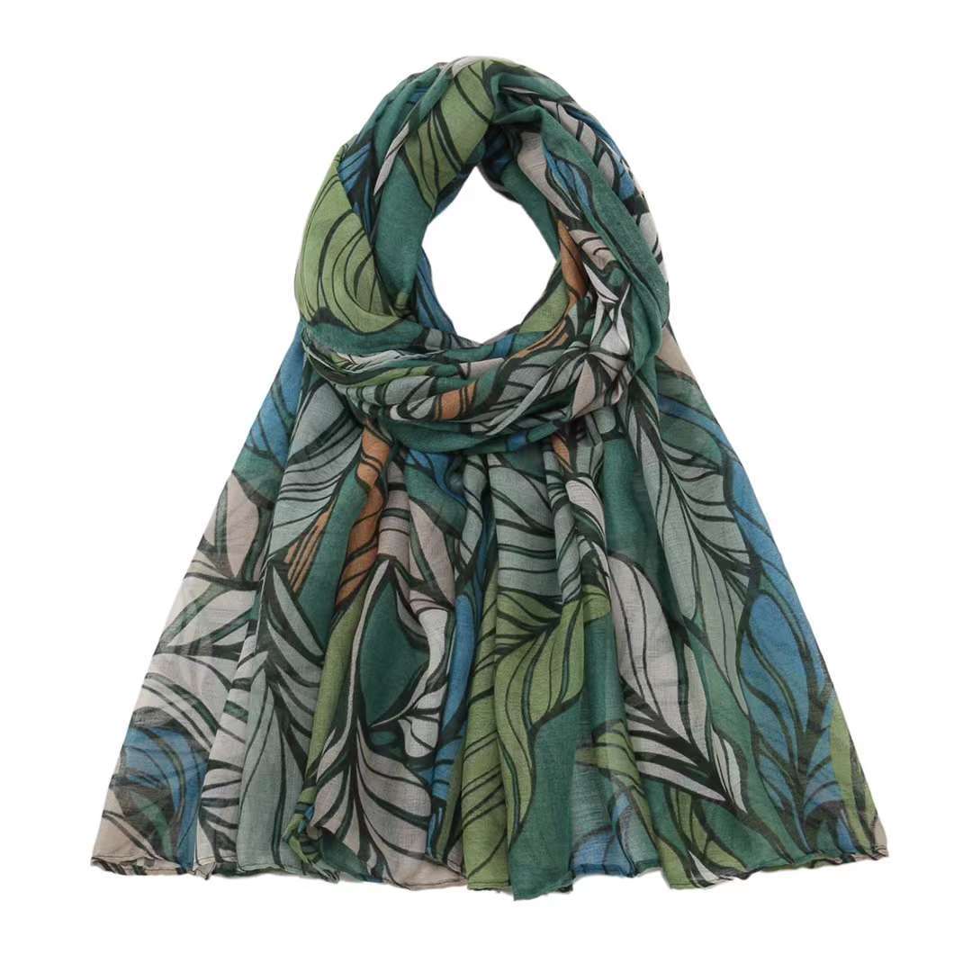 Versatile Vintage Printed Voile Breathable Elegant Lightweight Sun Scarfs