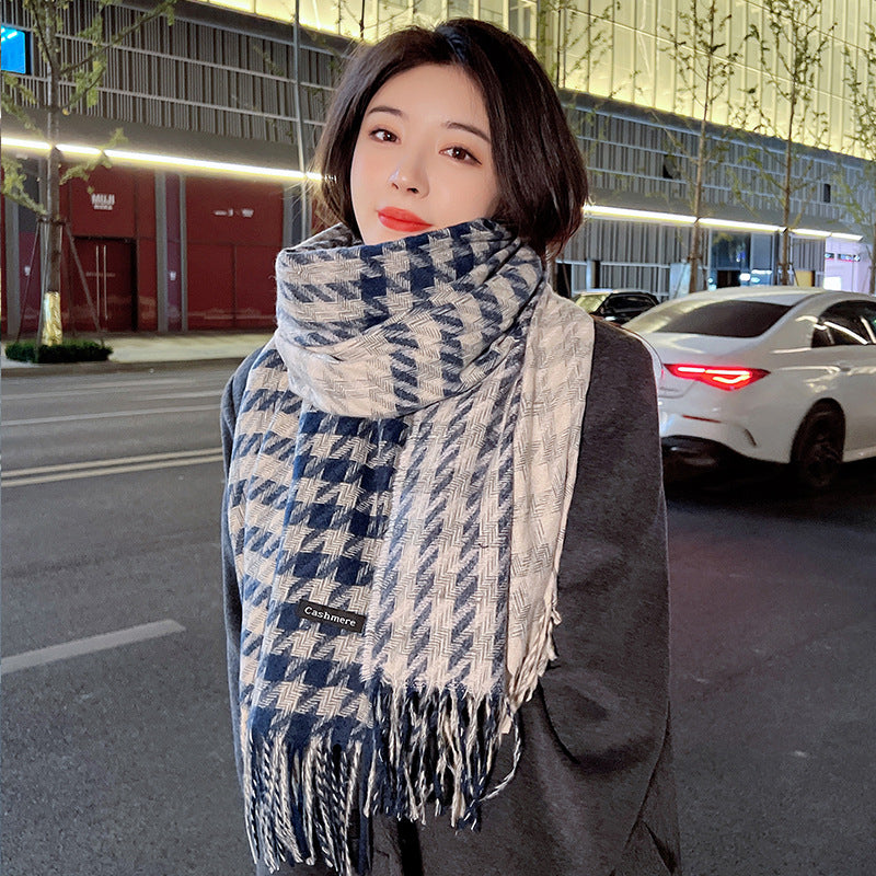 Women's High-grade Plaid Shawl Autumn Versatile Fashion Double-sided Scarfs