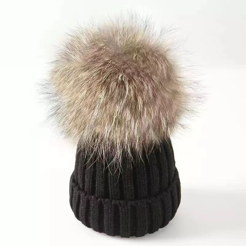 Trendy Boys Winter Big Fur Ball Kids' Headwear