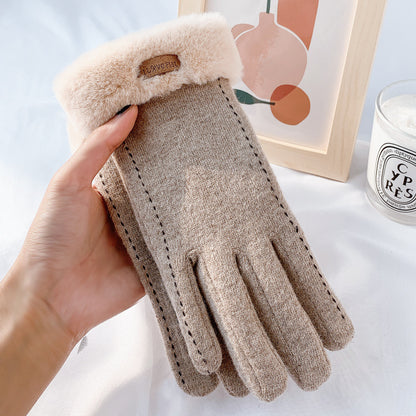 Women's For Winter Fleece-lined Thick Suede Touch Gloves