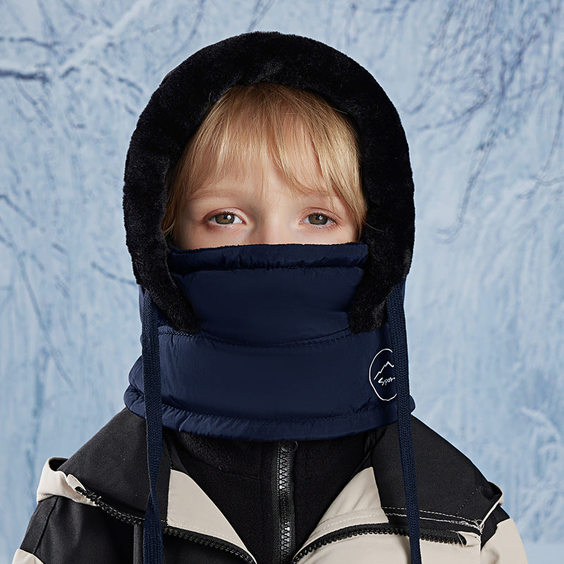 Children's Fleece-lined Neck Protection Mask Integrated Sleeve Boys Kids' Headwear