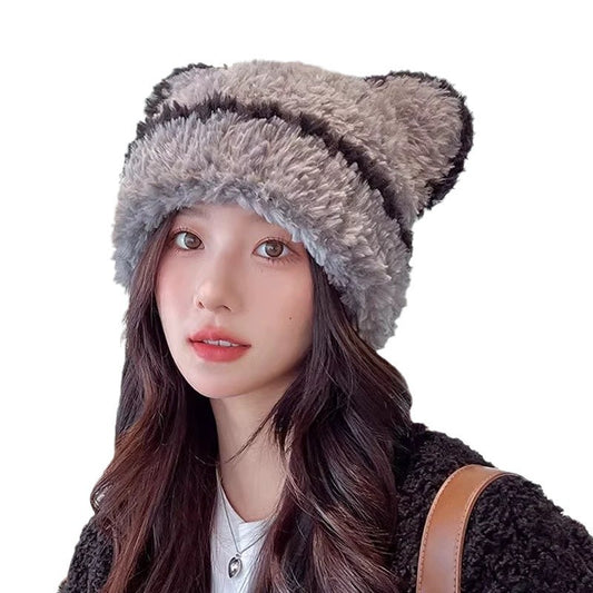 Women's Bear Ears Plush Hat For Earmuffs Toque Make Hats & Caps