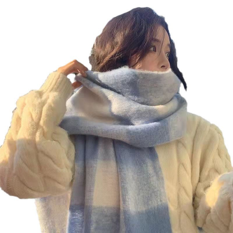 Women's Plaid For Winter High-grade Shawl Plush Scarfs