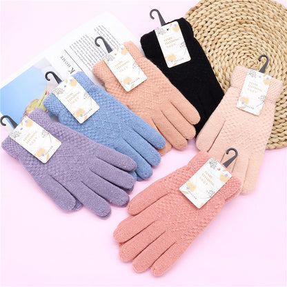 Korean Style Winter Cute Open Finger Wool Gloves