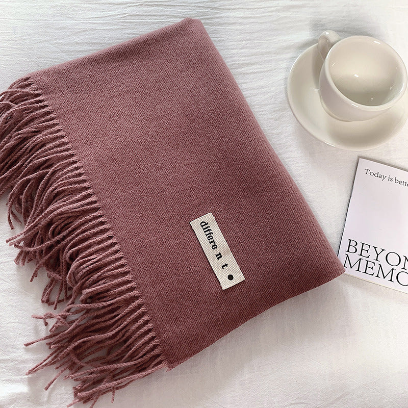 Tassel Color Matching Simple Artificial Cashmere Scarfs